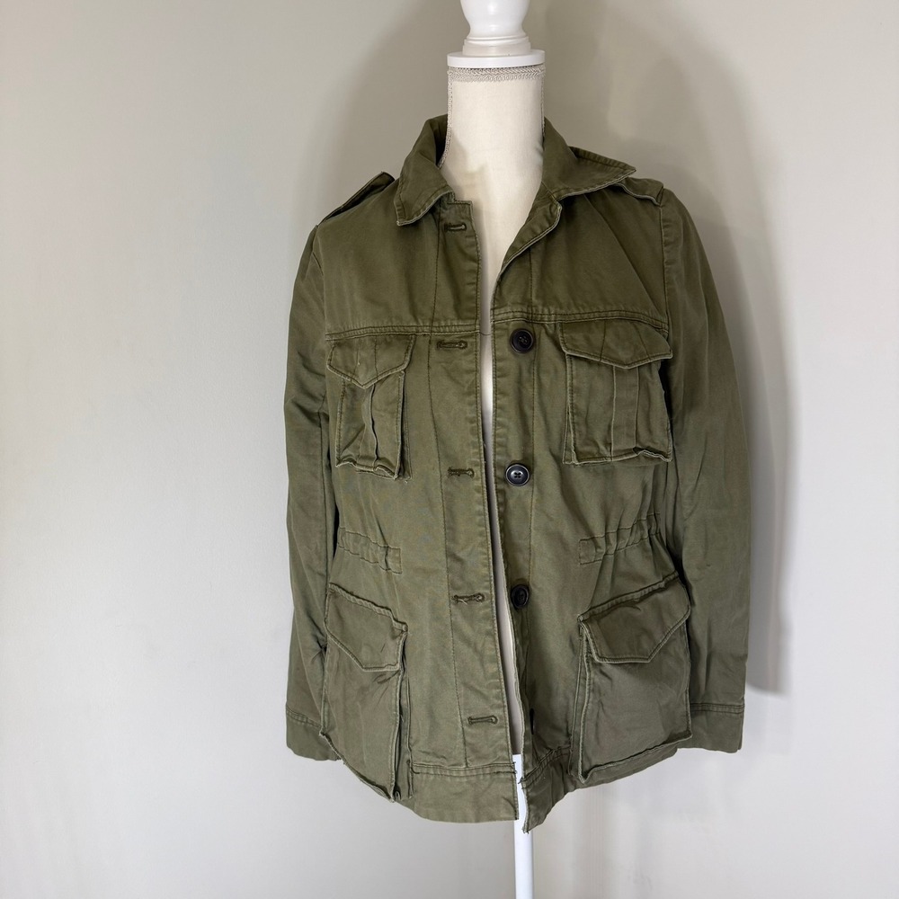 Gap Utility Field Jacket Olive Green Button Front Outdoor Classic Size Small